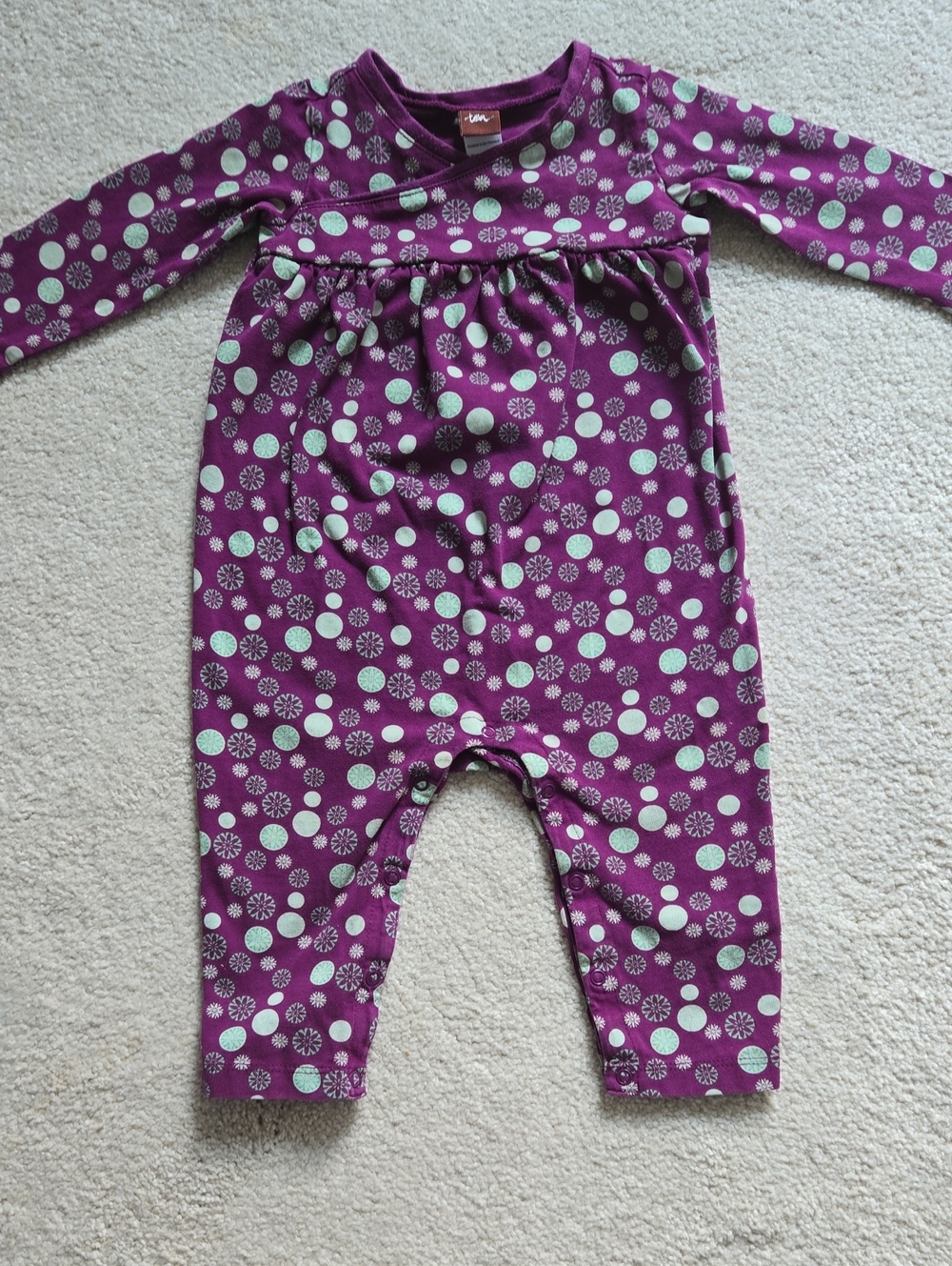 Tea Collection Schneefall Wrap Neck Romper, Cosmic Berry, Size 6-12M